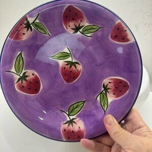 World Market one 8.25”  Plate- Thailand - purple with red strawberries